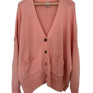 Women's Pink Button-Up Sweater